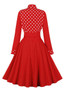 Women polka dot bow long sleeve dress