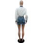 Women Shirt and Denim 3d Pocket Mini Skirt Two-Piece Set