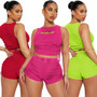 Women's Sexy Cutout Ribbed PUll Drawstring Two Piece Shorts Set