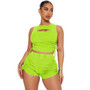 Women's Sexy Cutout Ribbed PUll Drawstring Two Piece Shorts Set