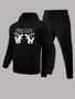 Men's Casual Printed Hoodies and Sweatpants Two-piece Set