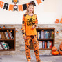 Halloween Home Clothes Family Long Sleeve Printed Top and Pant Pajama Two-piece Set