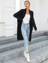 Winter Plus Size Long Cardigan Pocket Chic Fringe Sweater Coat