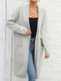 Winter Plus Size Long Cardigan Pocket Chic Fringe Sweater Coat