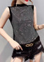 Spring Summer Women's beaded Sleeveless Vest Top Trendy Shirt