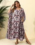 Plus Size Women's Irregular Print loose Blouse Beach Holidays Slit Maxi Dress