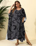 Plus Size Women's Irregular Print loose Blouse Beach Holidays Slit Maxi Dress