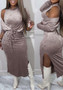 Women velvet Top and dress two piece set