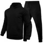 Men Casual Solid two-piece fleece loose Hoodies and sweatpants two-piece set