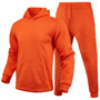 Men Casual Solid two-piece fleece loose Hoodies and sweatpants two-piece set