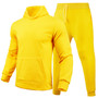 Men Casual Solid two-piece fleece loose Hoodies and sweatpants two-piece set