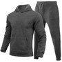 Men Casual Solid two-piece fleece loose Hoodies and sweatpants two-piece set