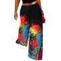 Plus Size Women Printed Casual Wide Leg Pants