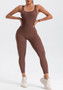 Women Seamless Yoga Ribbed Fitness Backless Jumpsuit