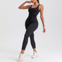 Women Seamless Yoga Ribbed Fitness Backless Jumpsuit