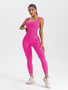 Women Seamless Yoga Ribbed Fitness Backless Jumpsuit