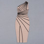 Women Sexy Slit Slash Shoulder Striped One Shoulder Sleeveless Bandage Dress