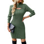 Women Autumn and Winter Solid Half Turtleneck Bodycon Sweater Dress