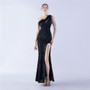 Sexy Feather Sequins Slash Shoulder Side Slit Evening Dress