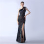 Sexy Feather Sequins Slash Shoulder Side Slit Evening Dress