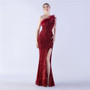 Sexy Feather Sequins Slash Shoulder Side Slit Evening Dress