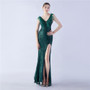 Sexy Feather Beading Sequins Evening Formal Party Side Slit Evening Dress