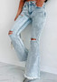 Ripped Denim Pants Women's Micro-Boot Washed High Waist Jeans