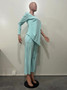 Spring Fall Single Long Sleeve Fake Two-Piece Solid Color Jumpsuit