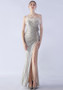 Sexy Straps Feather Sequins Flower Wedding Party Evening Dress