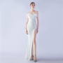 Sexy Straps Feather Sequins Flower Wedding Party Evening Dress