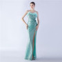 Sexy Straps Feather Sequins Flower Wedding Party Evening Dress