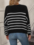 Women Round Neck Oversized Striped Sweater