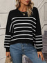 Women Round Neck Oversized Striped Sweater