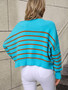 Women Round Neck Oversized Striped Sweater