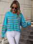 Women Round Neck Oversized Striped Sweater