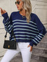 Women Round Neck Oversized Striped Sweater