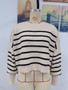 Women Round Neck Oversized Striped Sweater