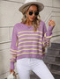 Women Round Neck Oversized Striped Sweater