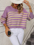 Women Round Neck Oversized Striped Sweater