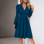 Ladies Elegant V-neck Long Sleeve Dress