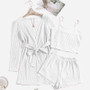 Women Waffle Suspenders Top Shorts Robe Loungewear Three-Piece