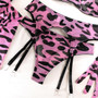 Sexy Leopard Print Sexy Bra Lingerie Gloves Leg Socks Set Female