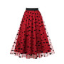 Plus Size Retro Tutu Skirt Elastic High Waist Mesh Skirt Mid-Length Printed Skirt