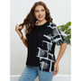 Summer Plus Size Irregular Print Pocket Relaxed Shirt