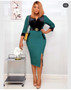 Women's Africa Plus Size Contrast V-Neck Dress With Belt