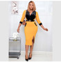 Women's Africa Plus Size Contrast V-Neck Dress With Belt