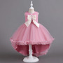 Princess Dress Sleeveless Puff Mesh Skirt Children's Tail Dress Bowknot Girls Children's Day Performance