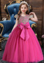 Long middle-aged and older children's dress girls mesh princess bowknot dress