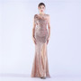 Elegant Feather High-End Sequined One-Shoulder Evening Dress