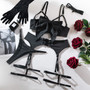 Sexy Temptation Garter Hollow Sexy Four-Piece Lingerie Set For Women